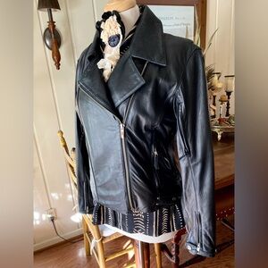 Classic Black Leather Women's Moto Jacket